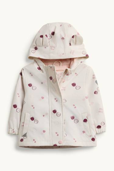 Baby Mädchen - Herzchen und Kirsche - Baby-Regenjacke mit Kapuze - zartrosa