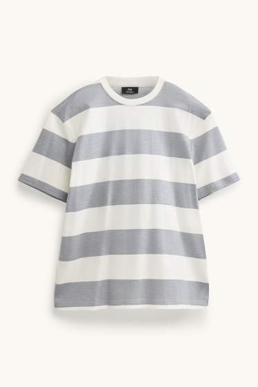 Herren - T-Shirt - Relaxed Fit - gestreift - weiss / blau