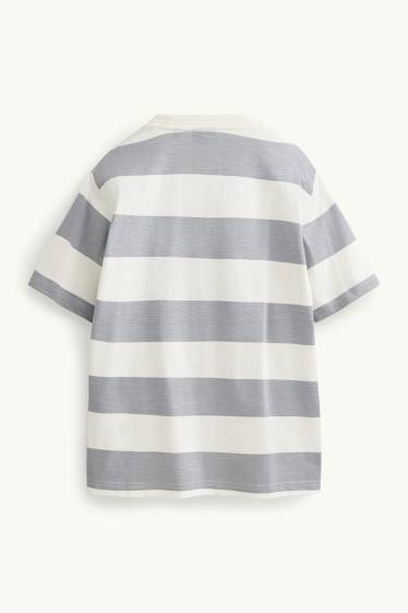 Herren - T-Shirt - Relaxed Fit - gestreift - weiss / blau
