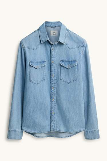 Hommes - Chemise en jean - regular fit - col kent - jean bleu clair