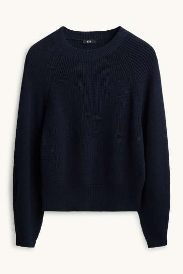 Women - Jumper - ribbed - dark blue