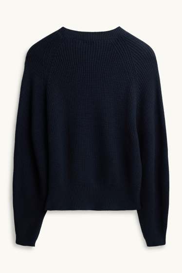 Women - Jumper - ribbed - dark blue