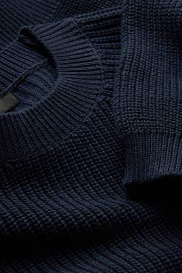 Women - Jumper - ribbed - dark blue
