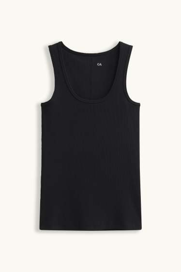 Dona - Samarreta sense mànigues - acanalada - negre