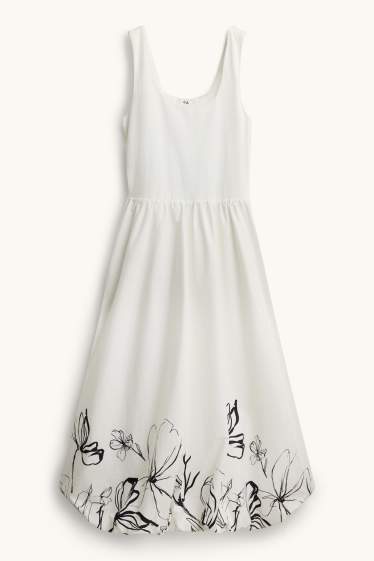 Damen - Fit & Flare Kleid - geblümt - weiß