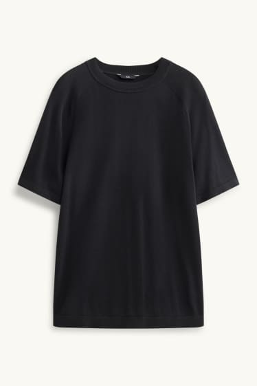 Herren - Strickpullover - kurzarm - strukturiert - schwarz