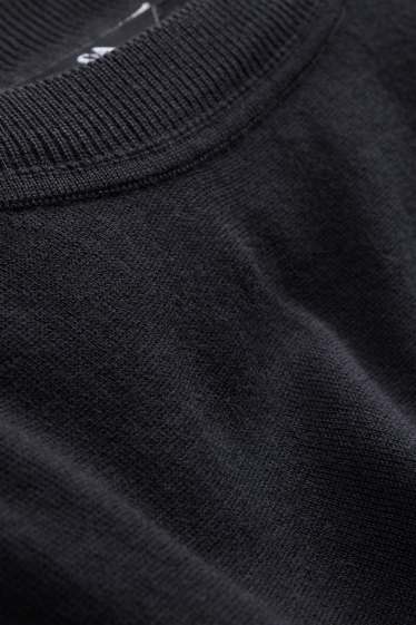 Herren - Strickpullover - kurzarm - strukturiert - schwarz