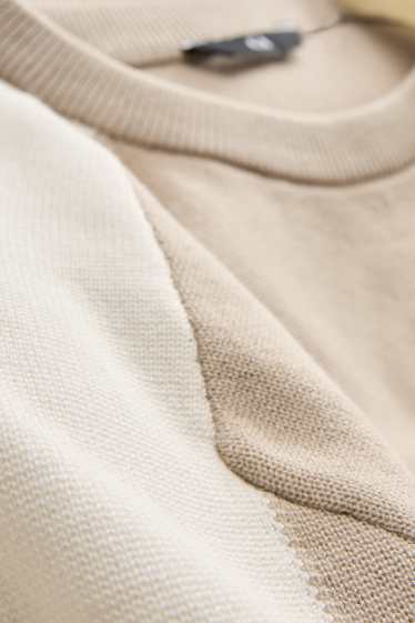 Hommes - Pull en maille - manches courtes - beige