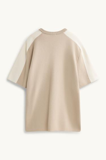 Hommes - Pull en maille - manches courtes - beige