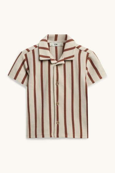Kinderen: jongens - Overhemd - gestreept - met structuur - bruin / beige