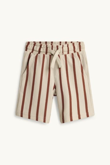 Kinder Jungen - Bermudas - gestreift - strukturiert - beige / braun
