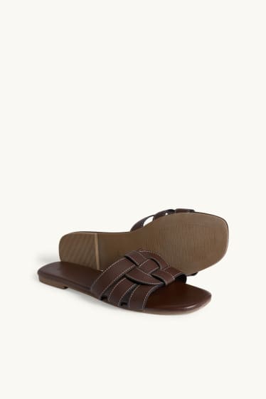 Women - Sandals - faux leather - dark brown