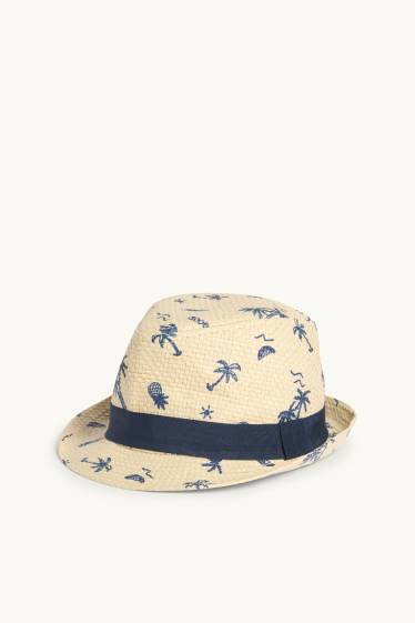 Bébés garçons - Palmiers et ananas - chapeau de paille - beige