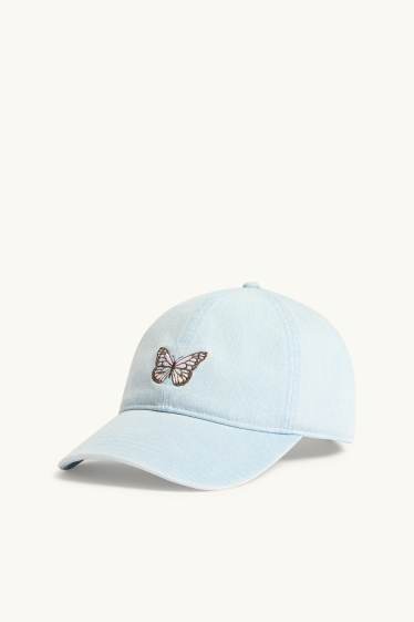 Femmes - Casquette de baseball en jean - jean bleu clair