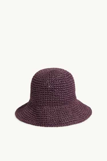 Femmes - Chapeau de paille - violet