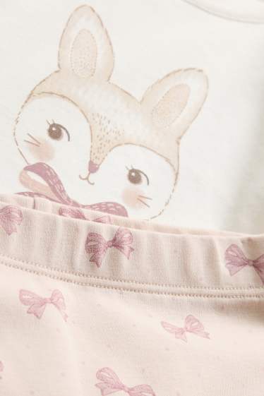 Baby: meisjes - Konijntje - babypyjama - 2-delig - wit / roze