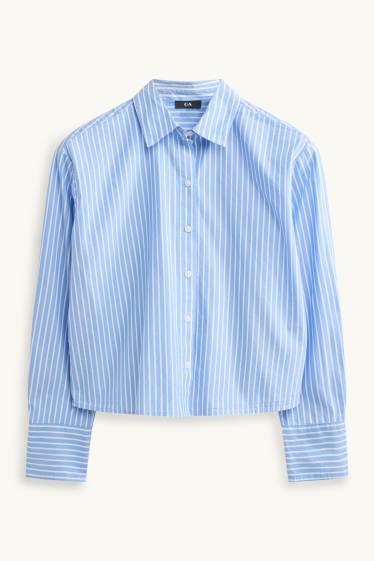 Damen - Bluse - gestreift - blau / weiss