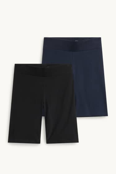 Damen - Multipack 2er - Biker-Shorts - schwarz