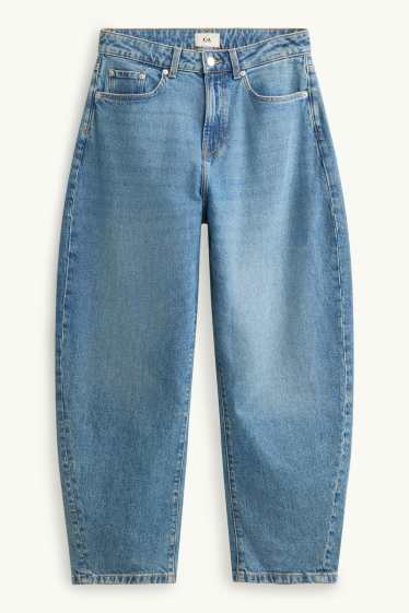 Dames - Barrel jeans - high waist - jeansblauw