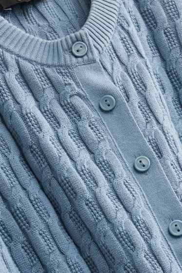 Femmes - Gilet en maille - motif tressé - bleu