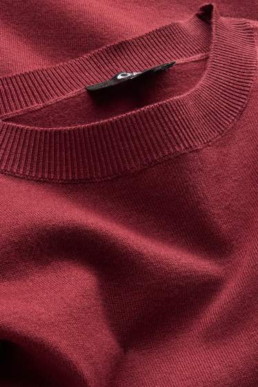Damen - Strickpullover - kurzarm - rot