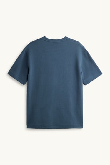 Men - T-shirt - relaxed fit - ribbed - blue