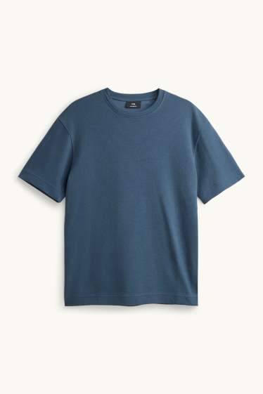 Men - T-shirt - relaxed fit - ribbed - blue
