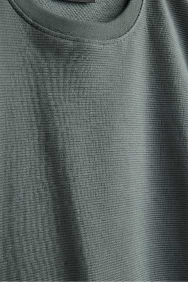Hommes - T-shirt - relaxed fit - finition côtelée - gris foncé