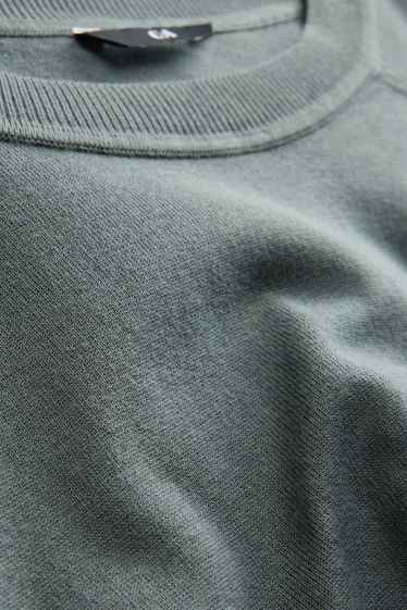 Herren - Strickpullover - kurzarm - strukturiert - dunkelgrün