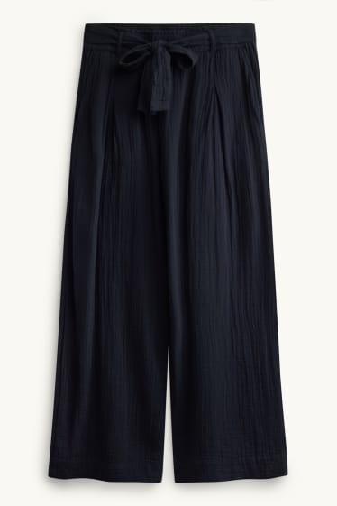 Dames - Pantalon - high waist - wide leg - zwart