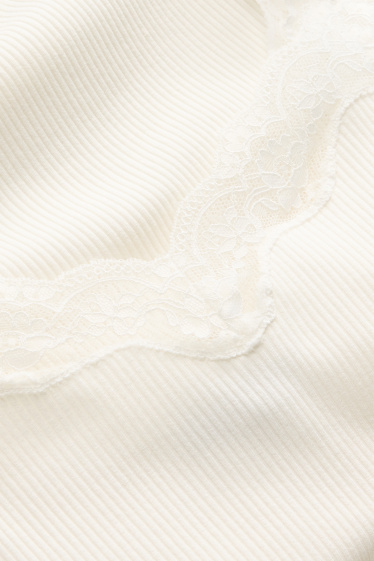 Donna - Top - a coste - bianco