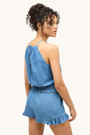 Dámské - Top - džínový vzhled - džíny - modré