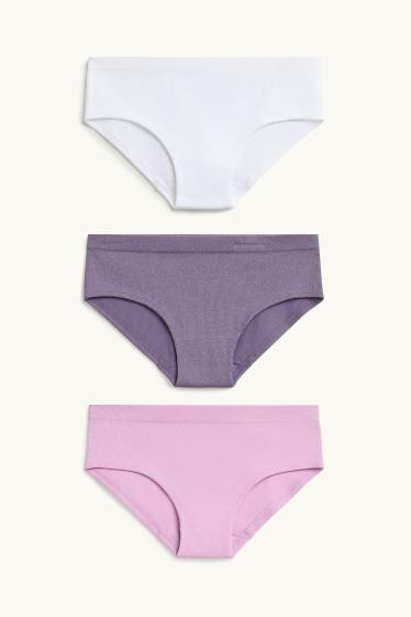 Kinder Mädchen - Multipack 3er - Slip - gerippt - lila