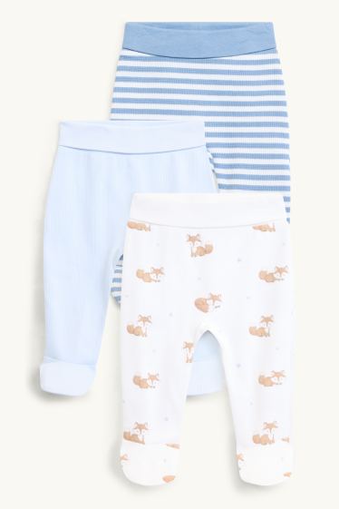 Baby: jongens - Set van 3 - vos en sterretje - babypyjamabroek - blauw
