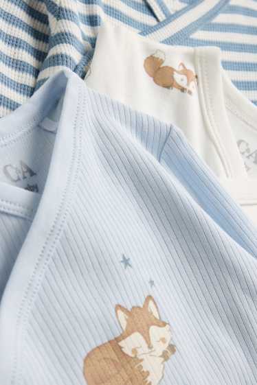 Baby Boys - Multipack of 3 - fox and stars - wrapover baby bodysuit - blue