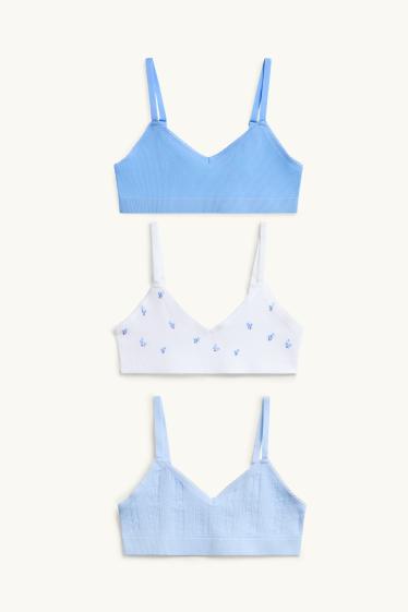 Kinder Mädchen - Multipack 3er - Bustier - hellblau