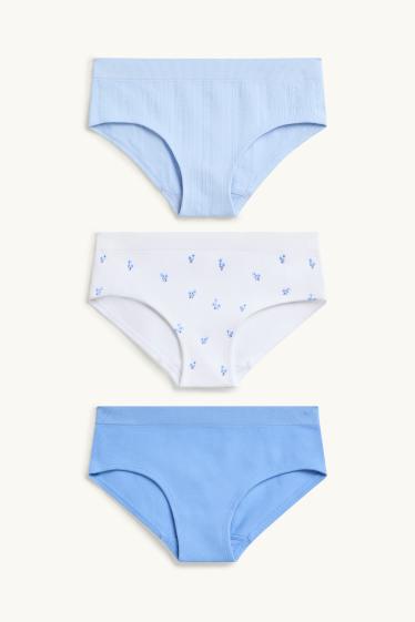 Kinder Mädchen - Multipack 3er - Hipster - blau / weiß