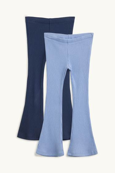 Enfants filles - Lot de 2 - flared leggings - finition côtelée - bleu foncé