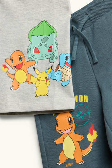 Enfants garçons - Lot de 2 - Pokémon - shorts en molleton - gris clair