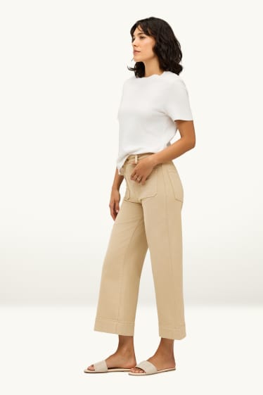 Damen - Wide Leg Jeans - Mid Waist - jeansbraun