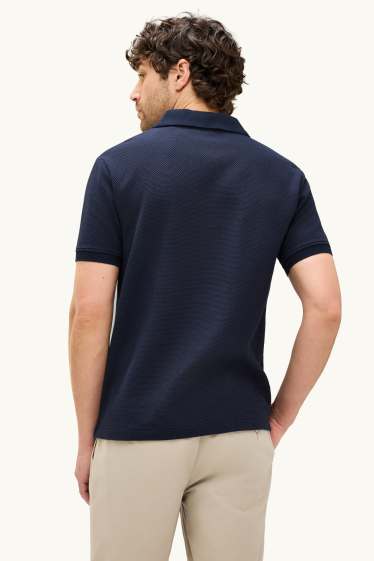 Herren - Poloshirt - Regular Fit - strukturiert - dunkelblau