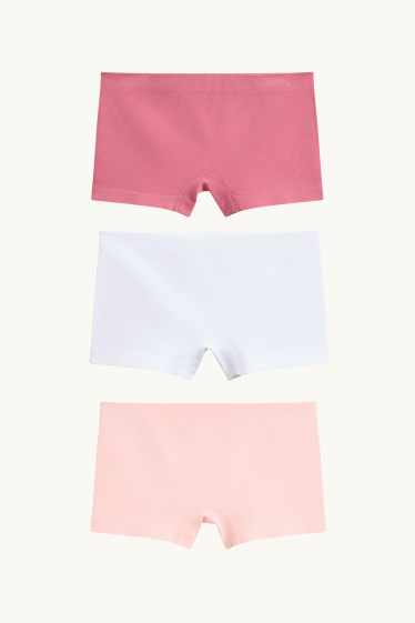 Kinder Mädchen - Multipack 3er - Boxershorts - gerippt - seamless - weiss
