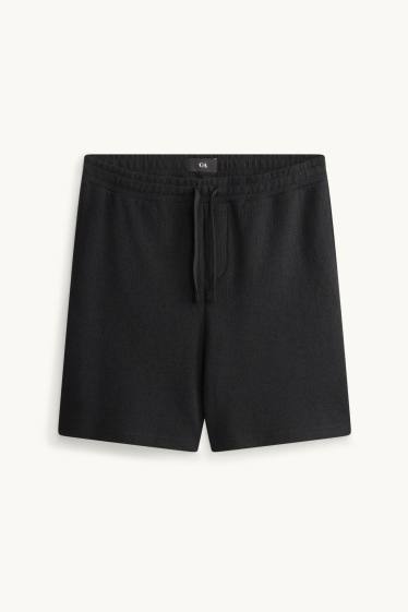 Herren - Sweatshorts - strukturiert - schwarz