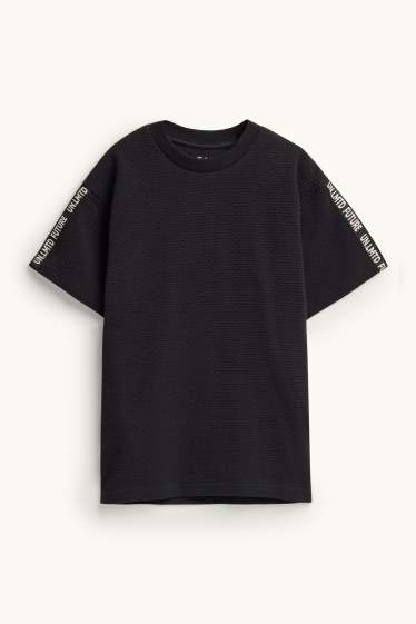 Children Boys - Short sleeve T-shirt - textured - black