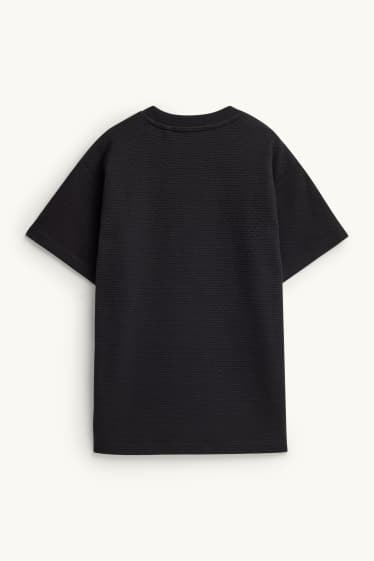 Children Boys - Short sleeve T-shirt - textured - black