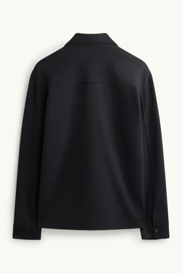 Men - Shirt jacket - relaxed fit - kent collar - black