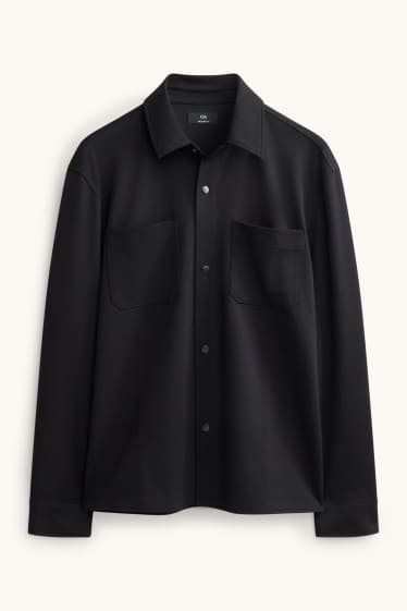 Men - Shirt jacket - relaxed fit - kent collar - black