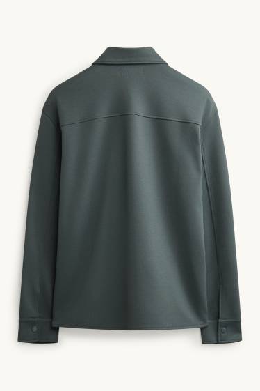 Men - Shirt jacket - relaxed fit - kent collar - dark green