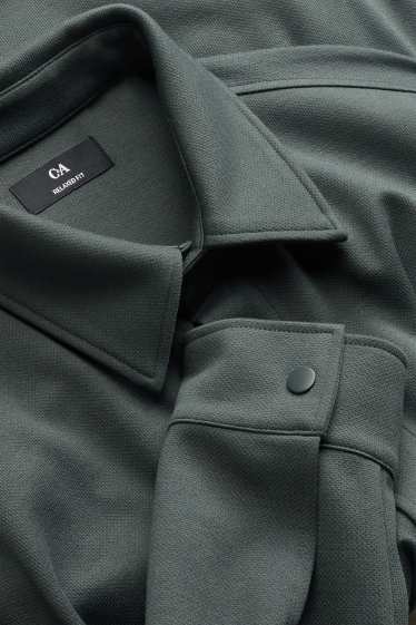 Men - Shirt jacket - relaxed fit - kent collar - dark green