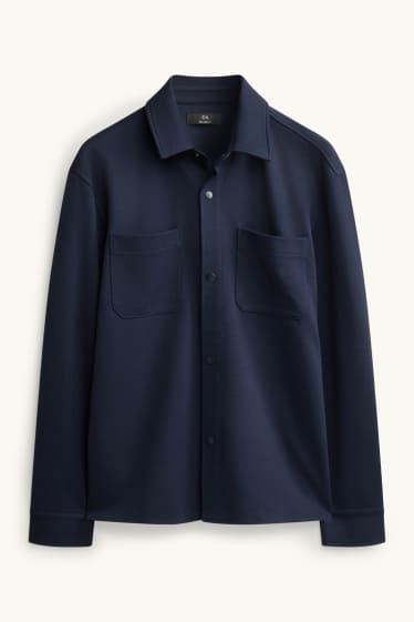 Men - Shirt jacket - relaxed fit - kent collar - dark blue